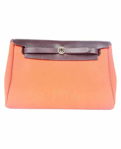 Herbag Clutch Canvas in Orange/Red, front view